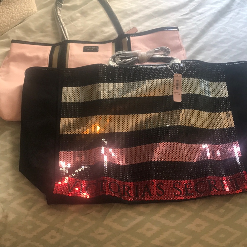 2 NEW Victoria’s Secret Totes ; 1 Small Zipper Bag